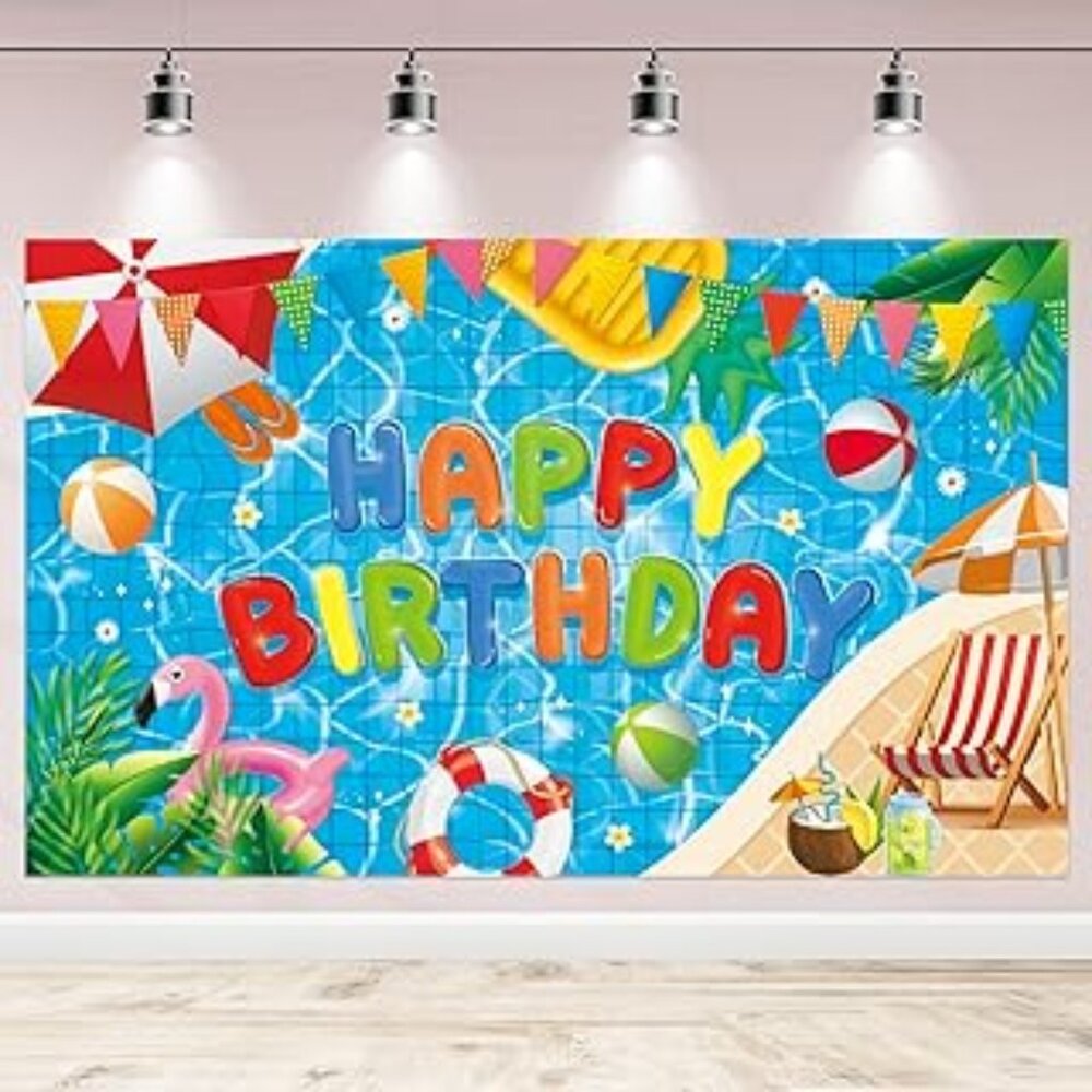 Pool Party Birthday Backdrop